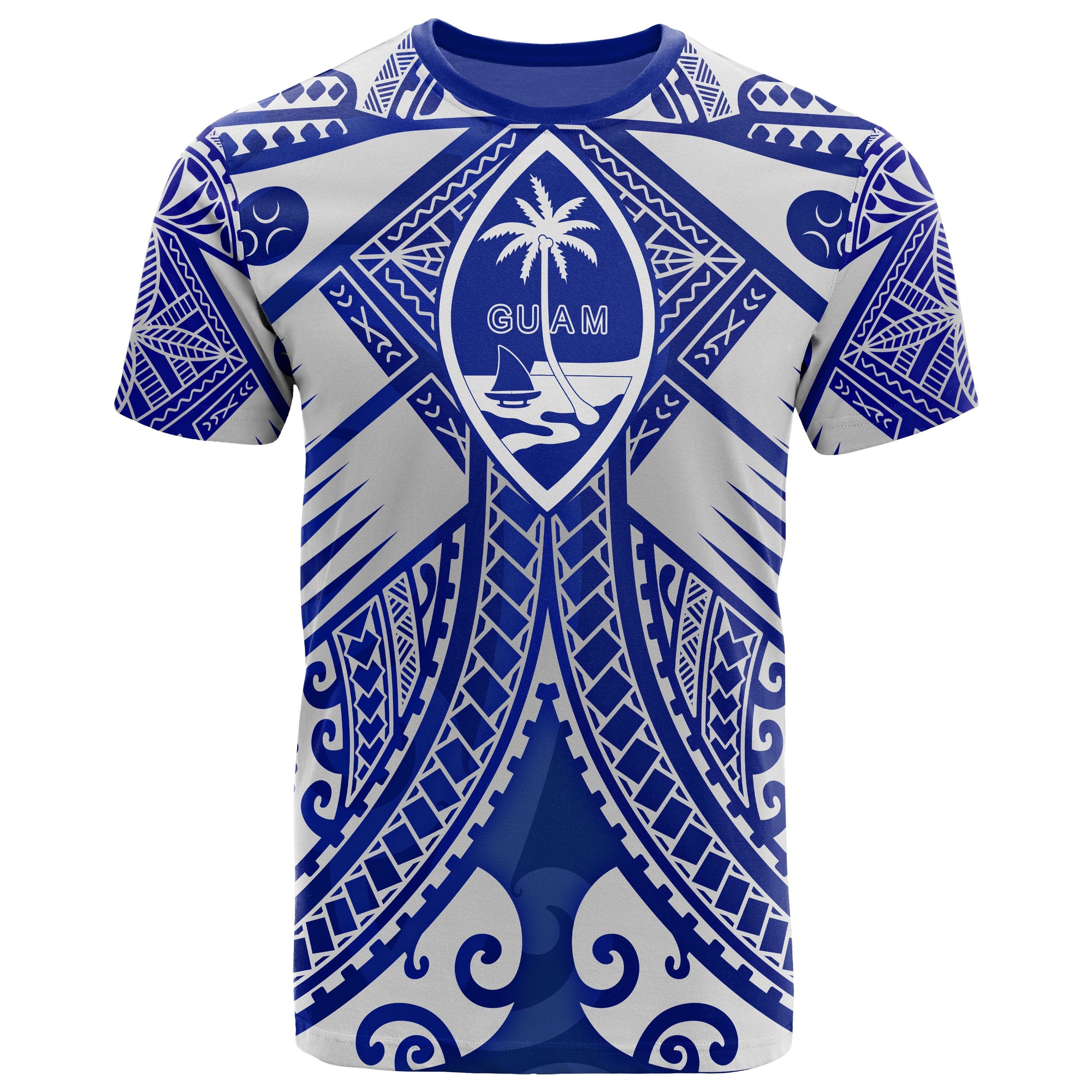 Guam Polynesian T Shirt Guam White Seal with Polynesian Tattoo Ver 02 Unisex White - Polynesian Pride