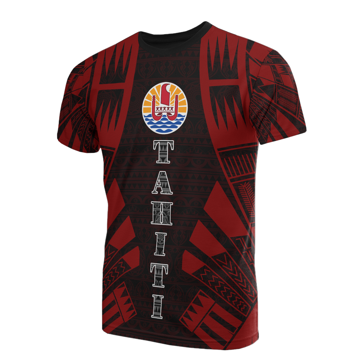 Tahiti T Shirt Tahiti FLag Polynesian Tattoo Red Style Unisex Red - Polynesian Pride