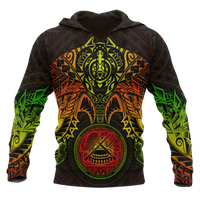 American Samoa Polynesian Hoodie Reggae Turtle Manta Ray Unisex RED - Polynesian Pride