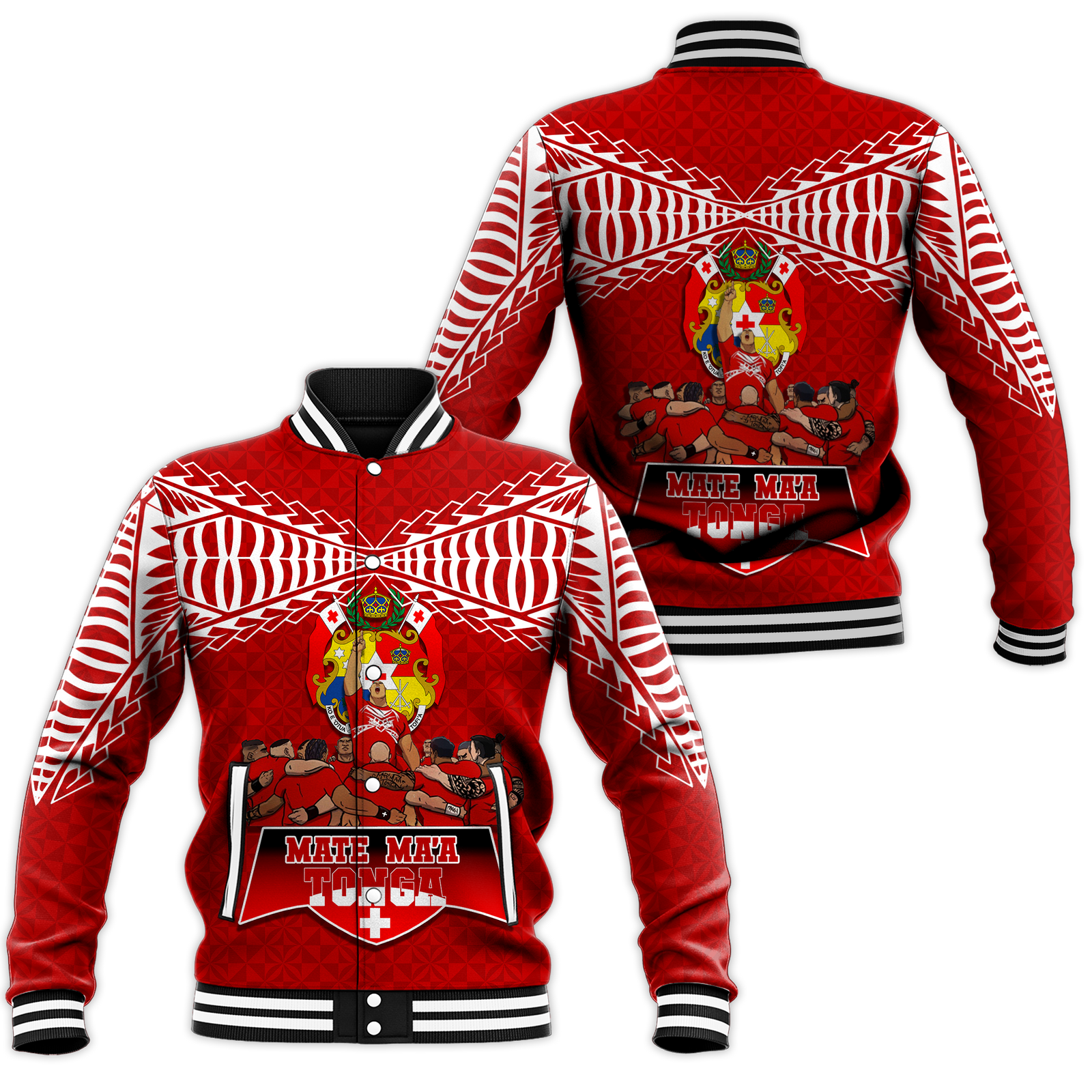 Mate Ma'a Tonga Sipi Tau Baseball Jacket - LT12 Unisex Red - Polynesian Pride