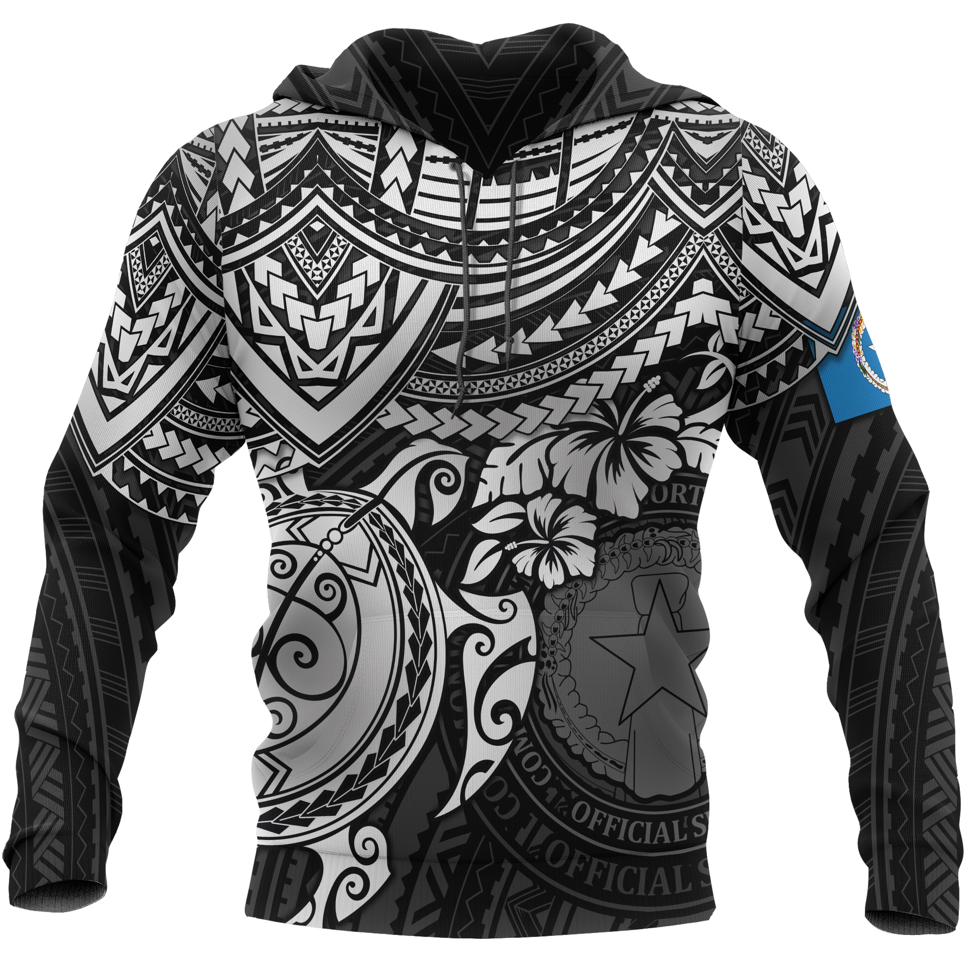Northern Mariana Islands Polynesian Hoodie White Turtle Unisex WHITE - Polynesian Pride