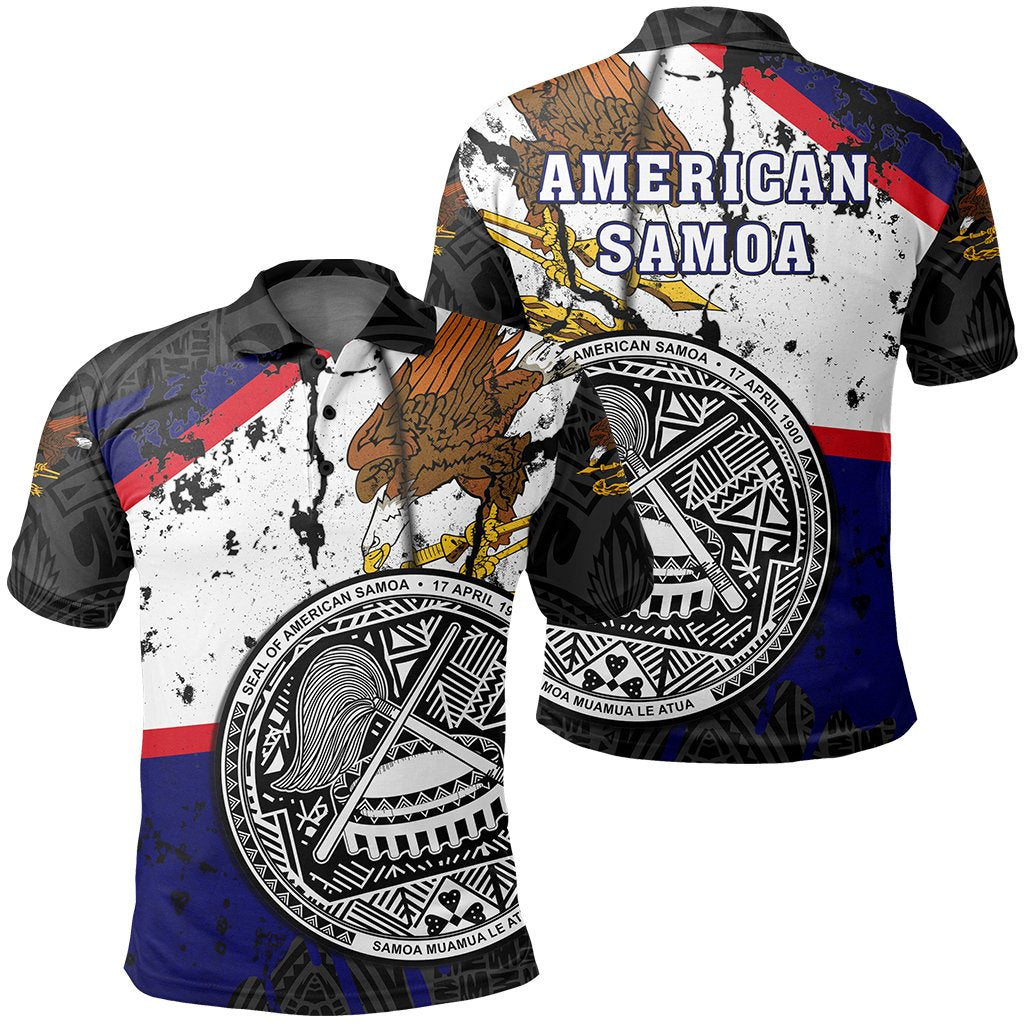 American Samoa Seal Polo Shirt My Blood Unisex Black - Polynesian Pride