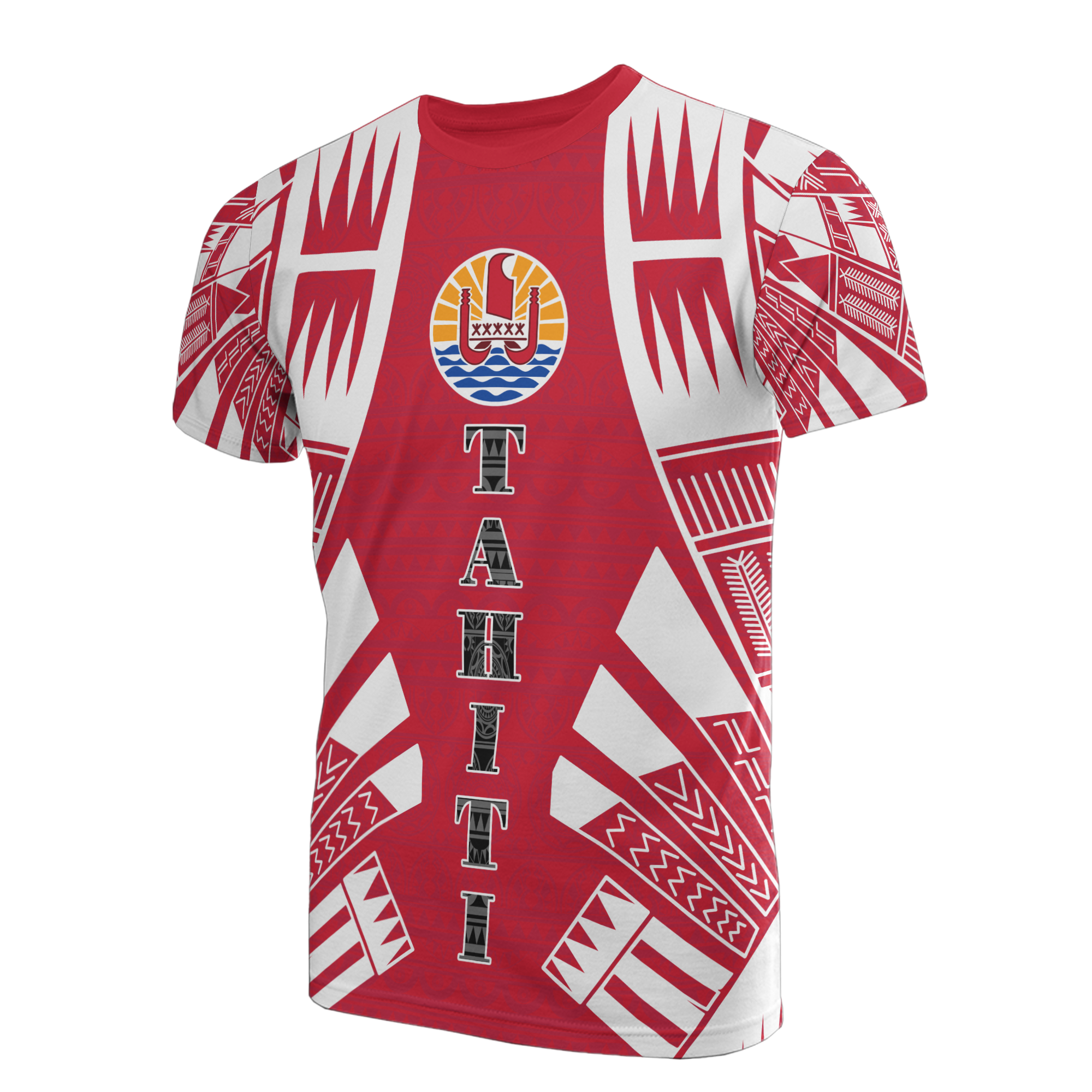 Tahiti T Shirt Tahiti Flag Tattoo Polynesian Red Style Unisex Red - Polynesian Pride