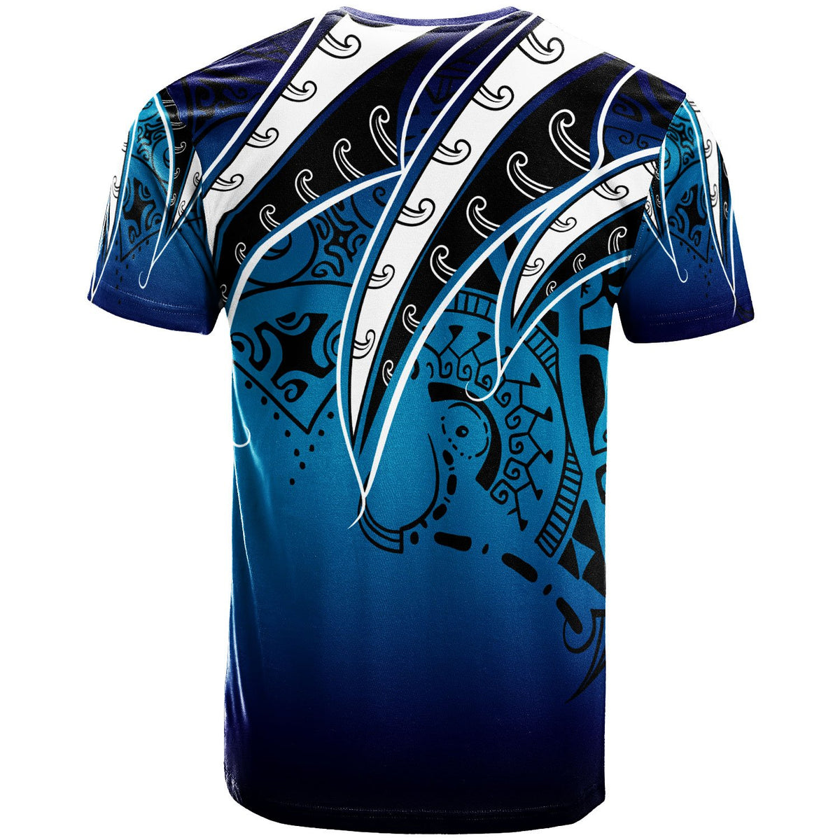 Tahiti T Shirt Tropical Leaf Blue Gradient Style - Polynesian Pride