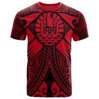 Tahiti T Shirt Red Seal with Polynesian Tattoo Unisex Red - Polynesian Pride