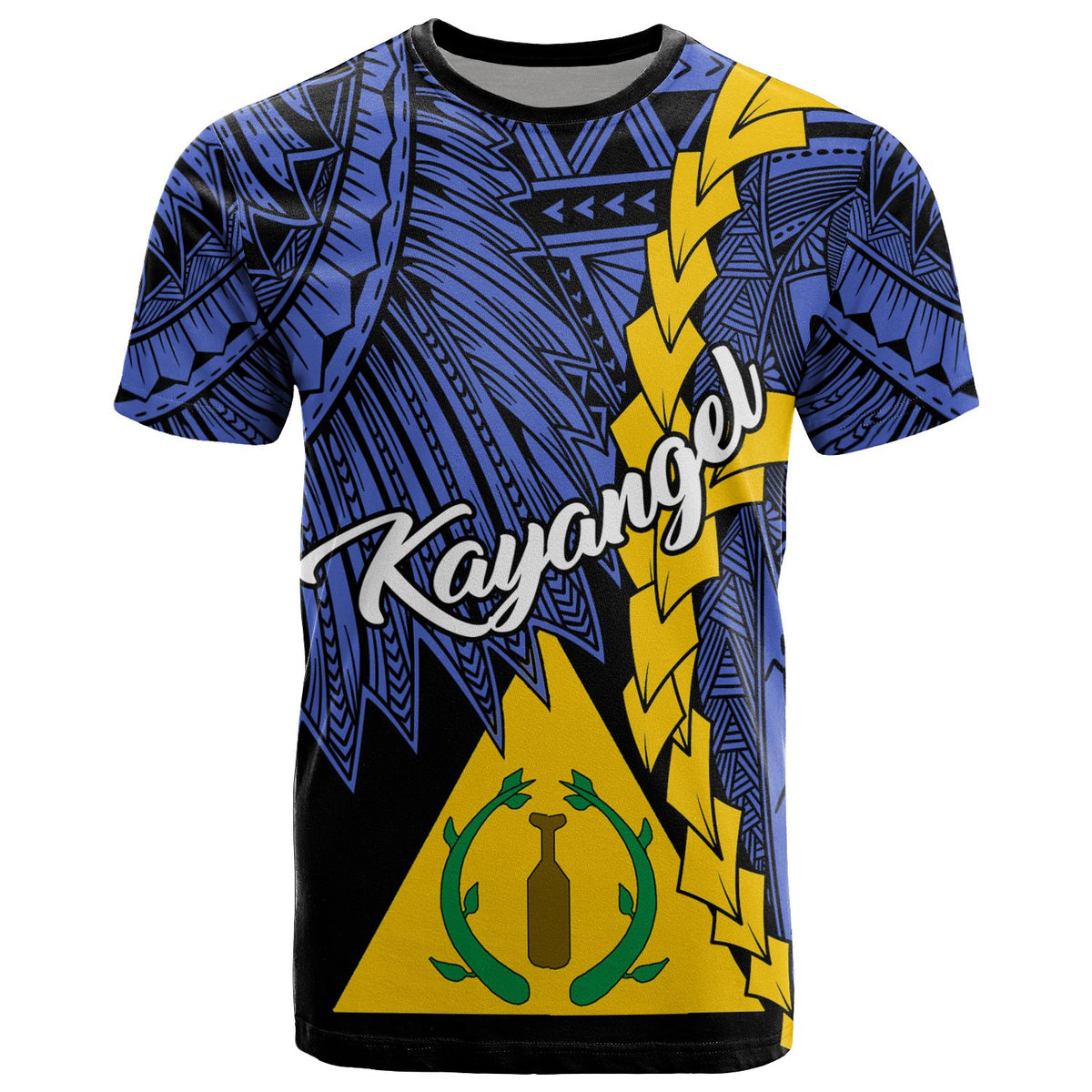 Palau Kayangel Polynesian T Shirt Tribal Wave Tattoo Unisex Blue - Polynesian Pride