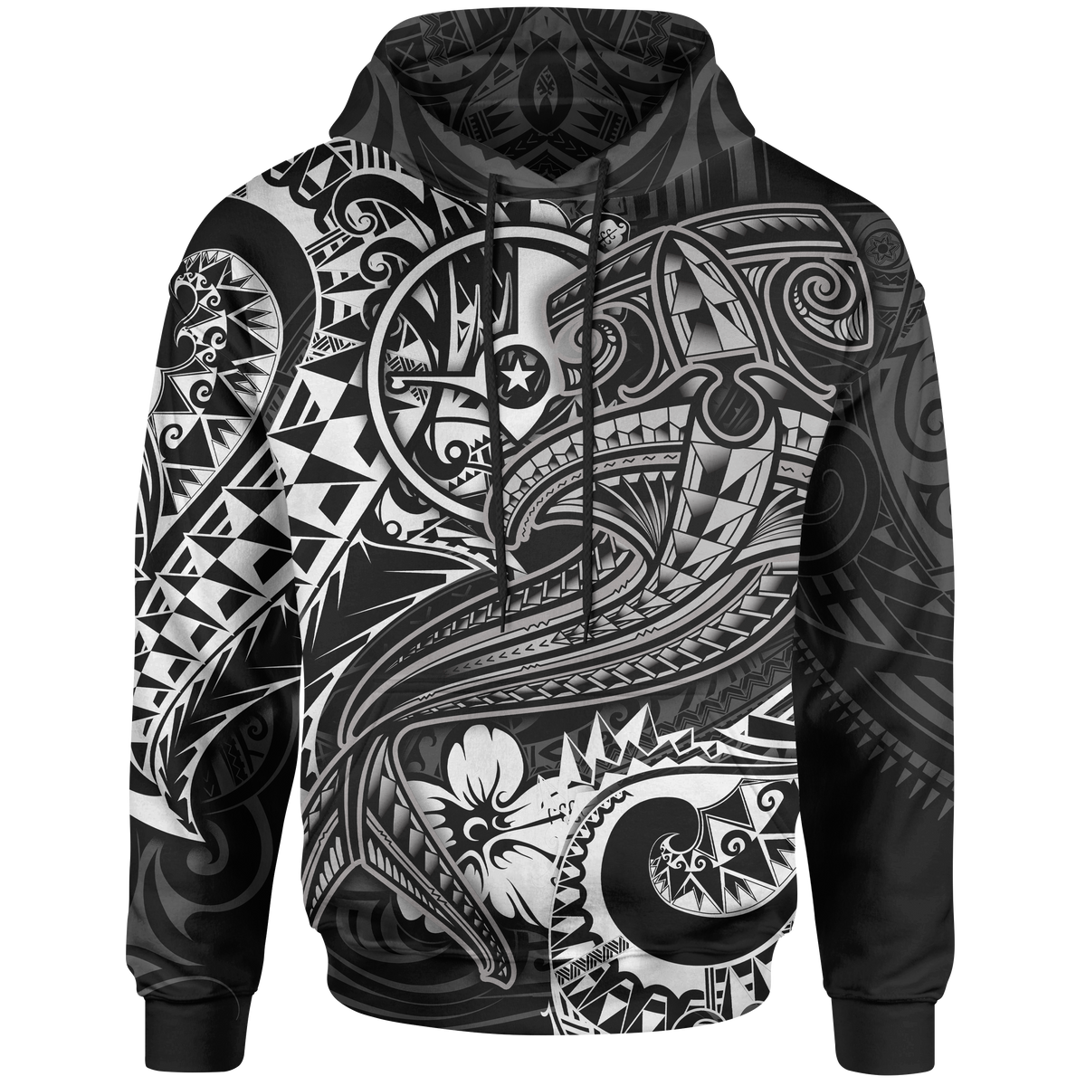 Yap Hoodie White Shark Polynesian Tattoo Unisex White - Polynesian Pride