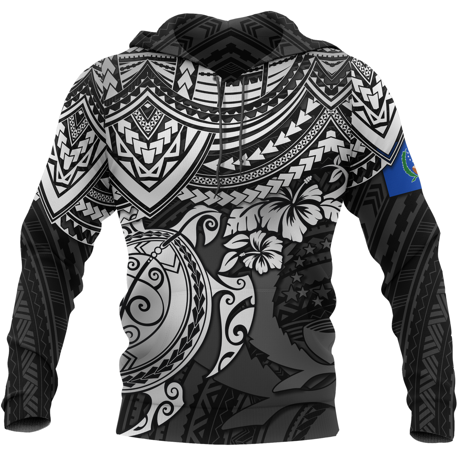 Pohnpei Hoodie Polynesian White Turtle Unisex WHITE - Polynesian Pride