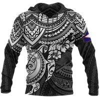 American Samoa Polynesian Hoodie Black Turtle Unisex BLACK - Polynesian Pride
