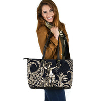 Polynesian Hawaii Leather Tote Bag - Hula Girl White - Polynesian Pride