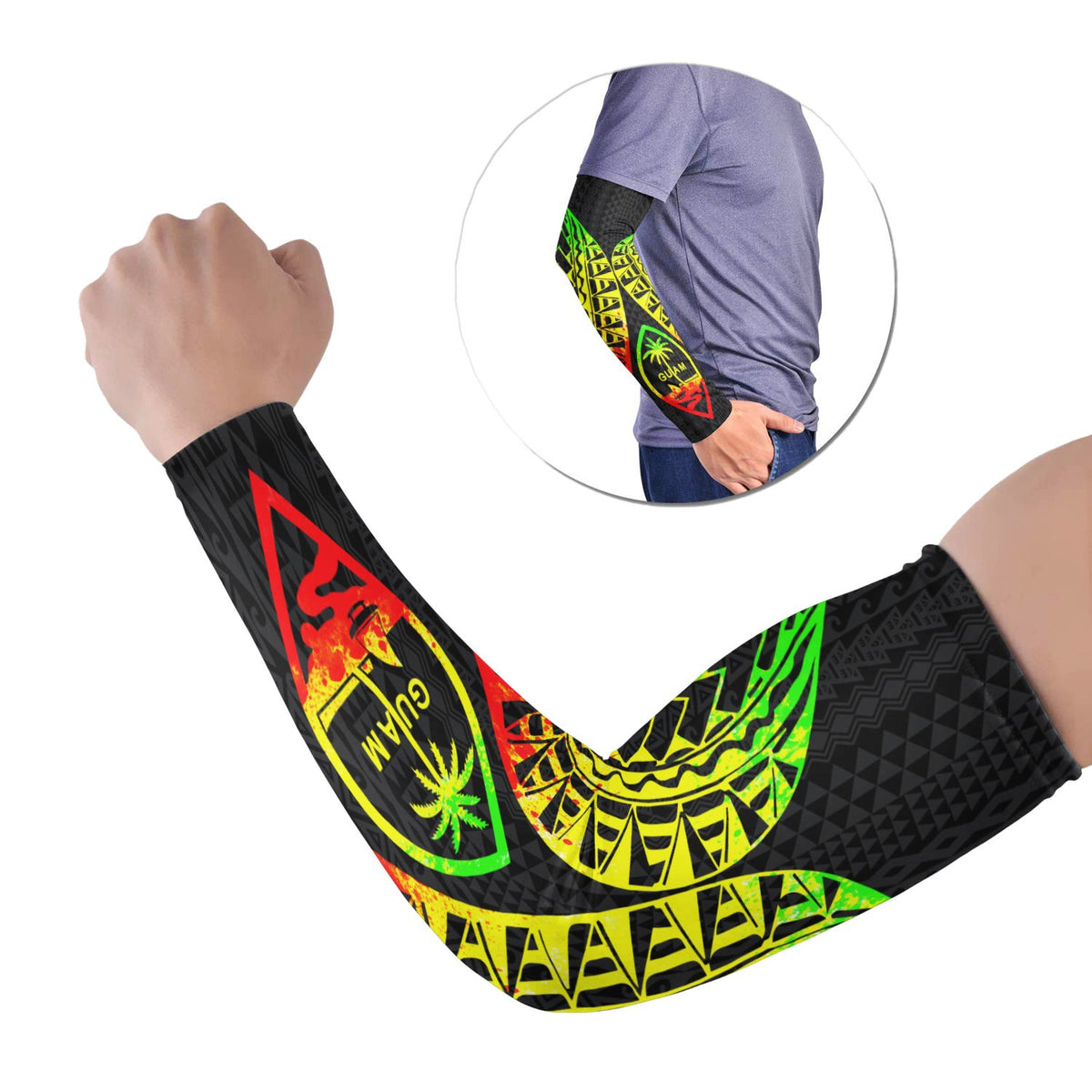 Guam Arm Sleeve Polynesian Pattern Reggae (Set of 2) Set of 2 Reggae - Polynesian Pride