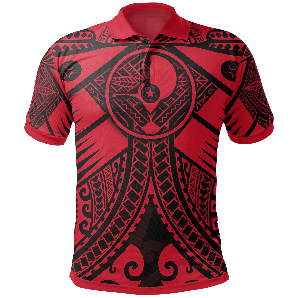 YAP Polo Shirt Red Seal with Polynesian Tattoo Unisex Red - Polynesian Pride