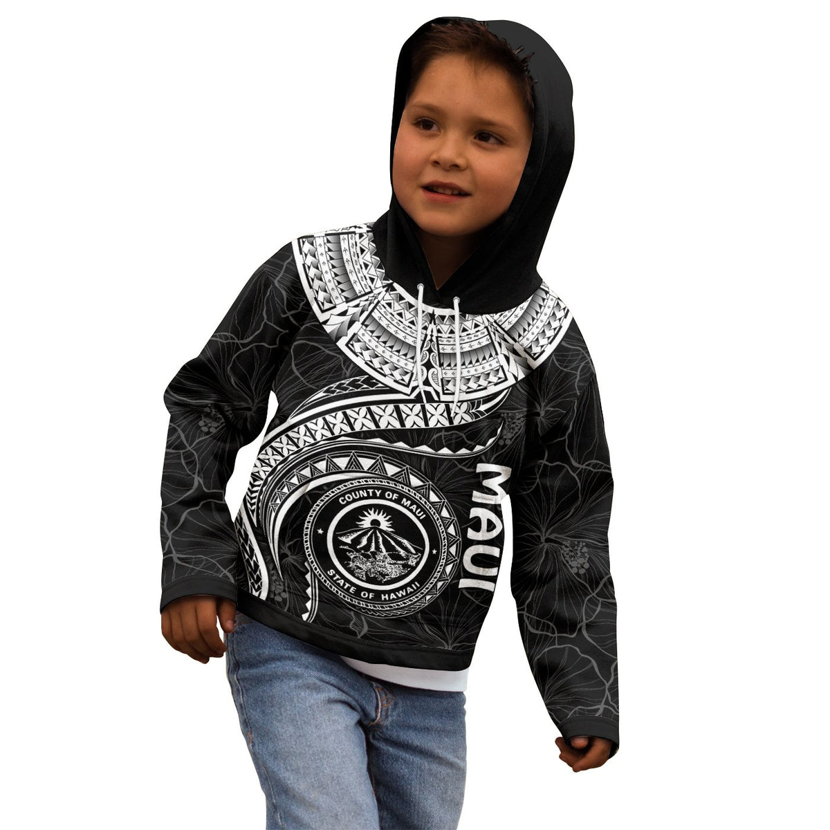 Polynesian Hawaii Hoodie Maui Polynesian Waves (White) - Polynesian Pride