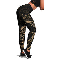 Fiji Polynesian Women's Legging - Gold Tribal Wave - Polynesian Pride