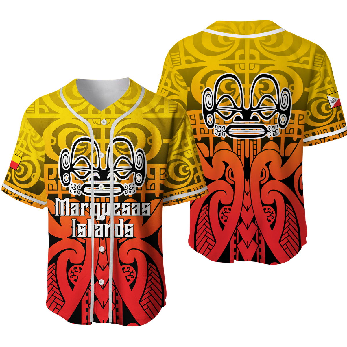 Marquesas Islands Marquesan Tattoo Baseball Jersey - LT12 Red - Polynesian Pride