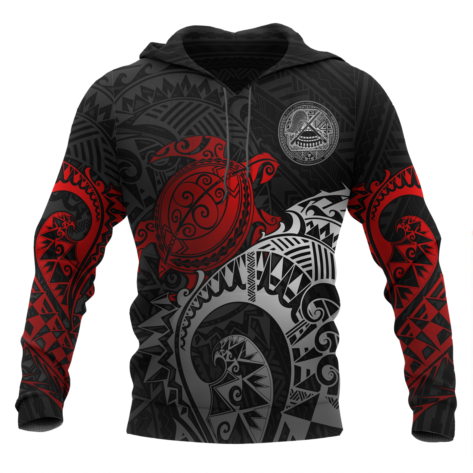 American Samoa Hoodie Polynesian Turtle (Red) Unisex RED - Polynesian Pride