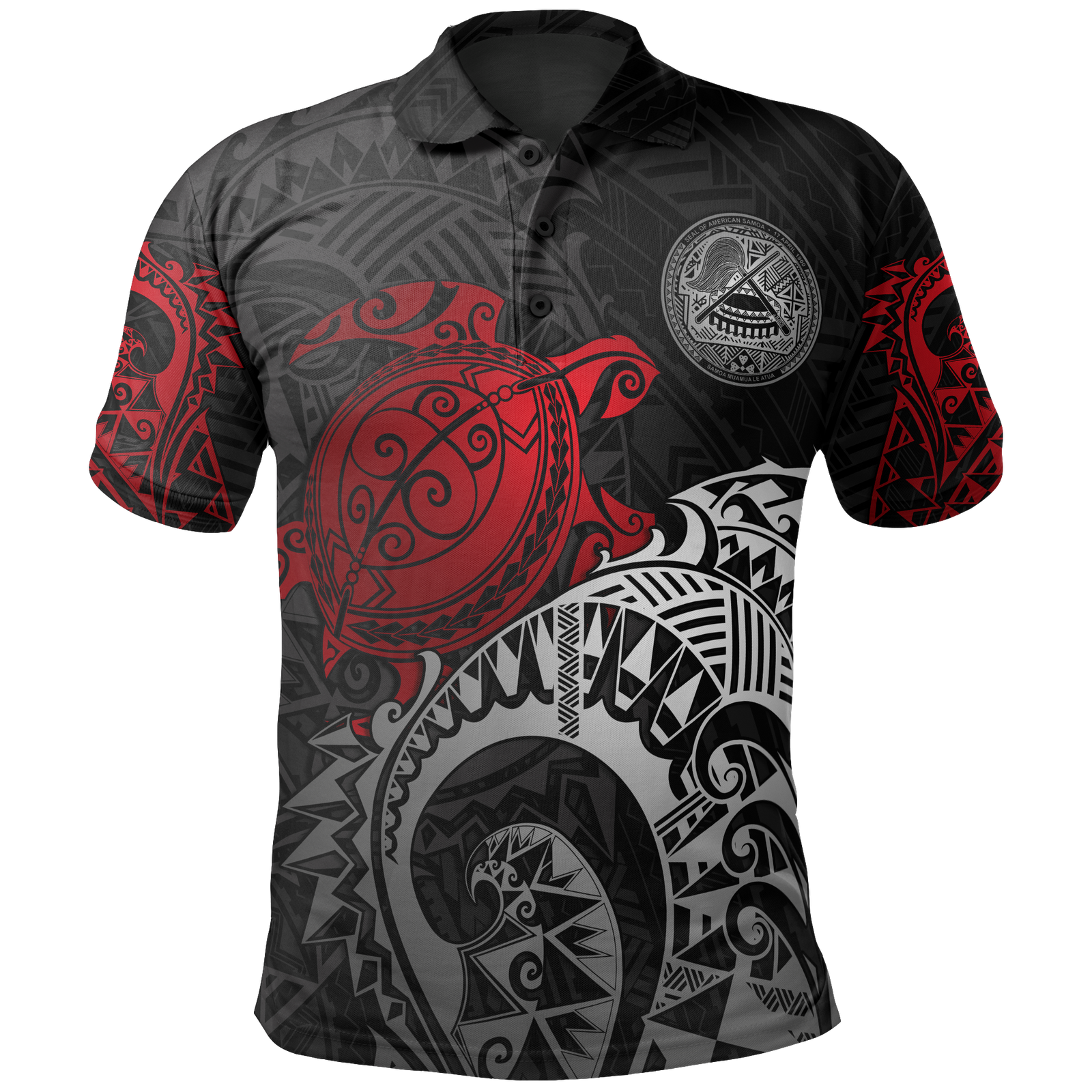 American Samoa Polo Shirt Amerika Samoa Seal Red Turtle Tattoo Unisex RED - Polynesian Pride