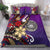 American Samoa Bedding Set - Tribal Flower With Special Turtles Purple Color Purple - Polynesian Pride