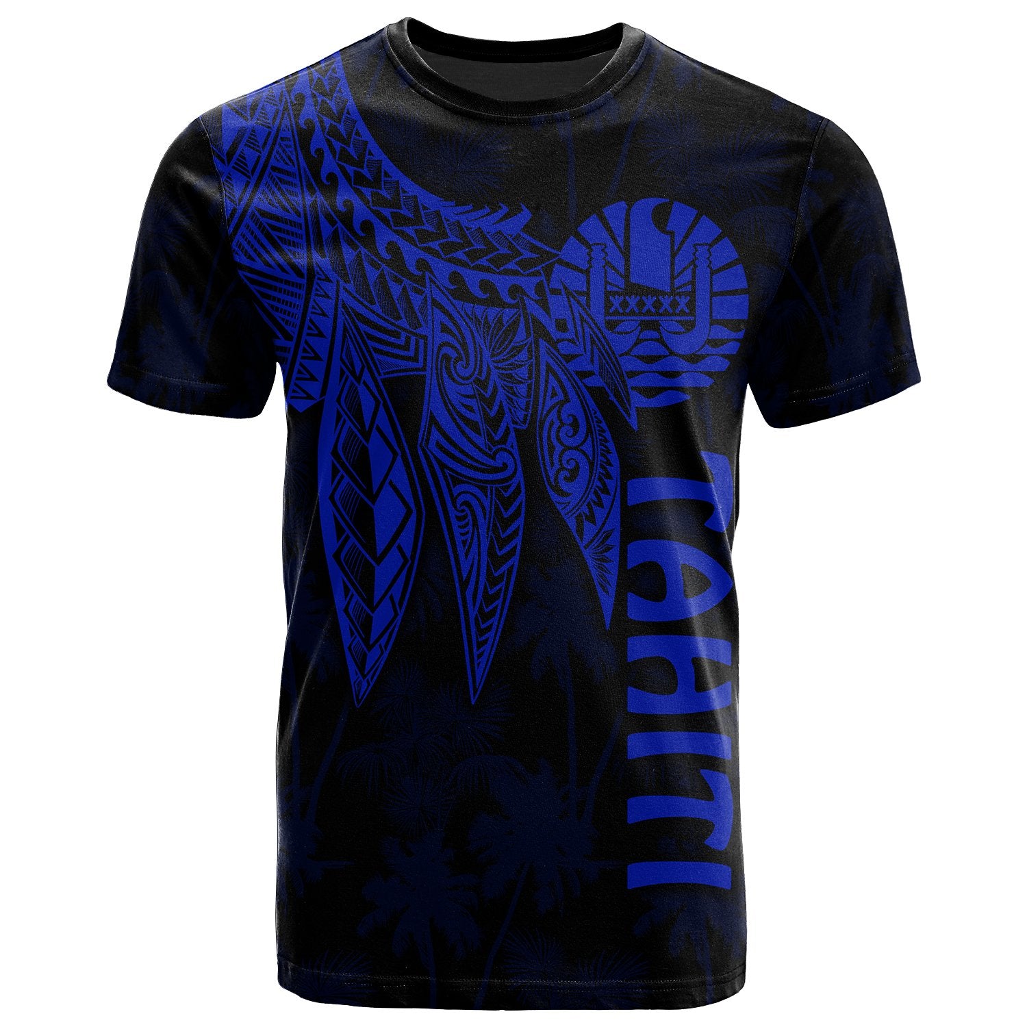 Tahiti T Shirt Polynesian Wings (Blue) Unisex Blue - Polynesian Pride