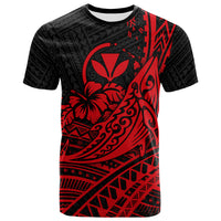 Hawaii Humpback Whale With Hibiscus Tribal Red T Shirt LT12 Unisex Red - Polynesian Pride