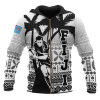 Fiji Tapa Zip up Hoodie Rugby Go Fiji Go Unisex Black - Polynesian Pride