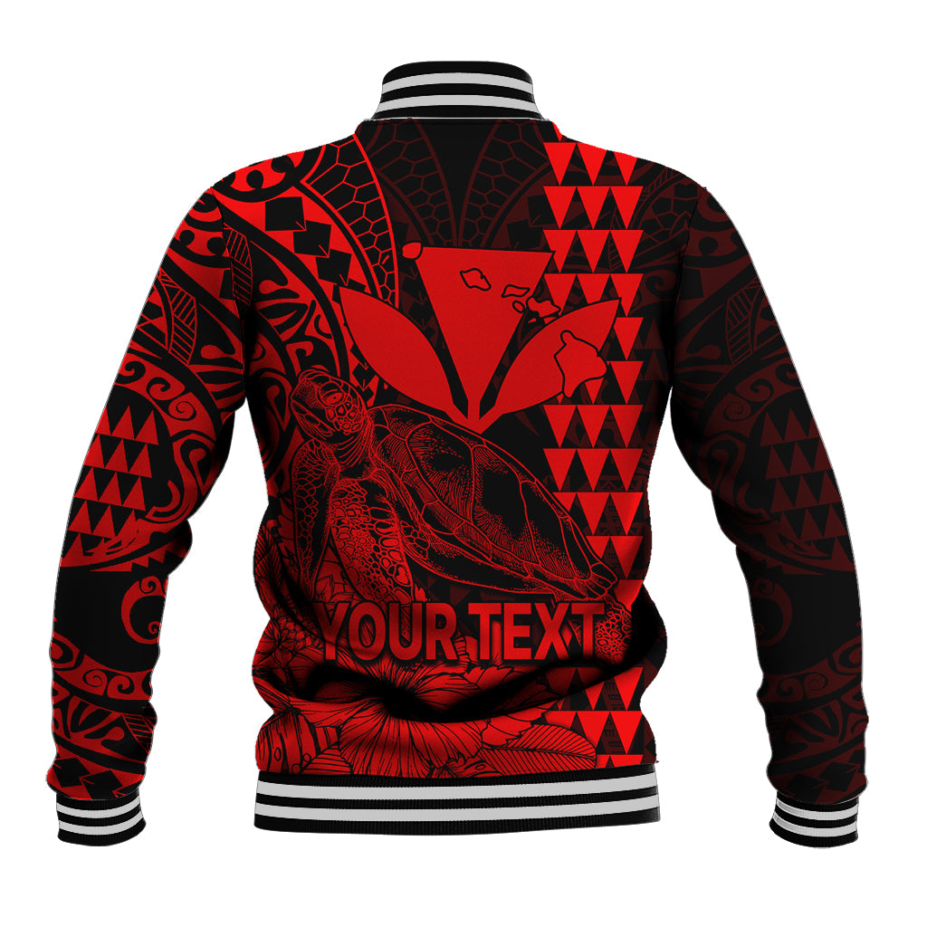 (Custom Personalised) Kakau Polynesian Tribal Hawaiian Turtle with Kanaka Maoli Red Baseball Jacket LT9 - Polynesian Pride
