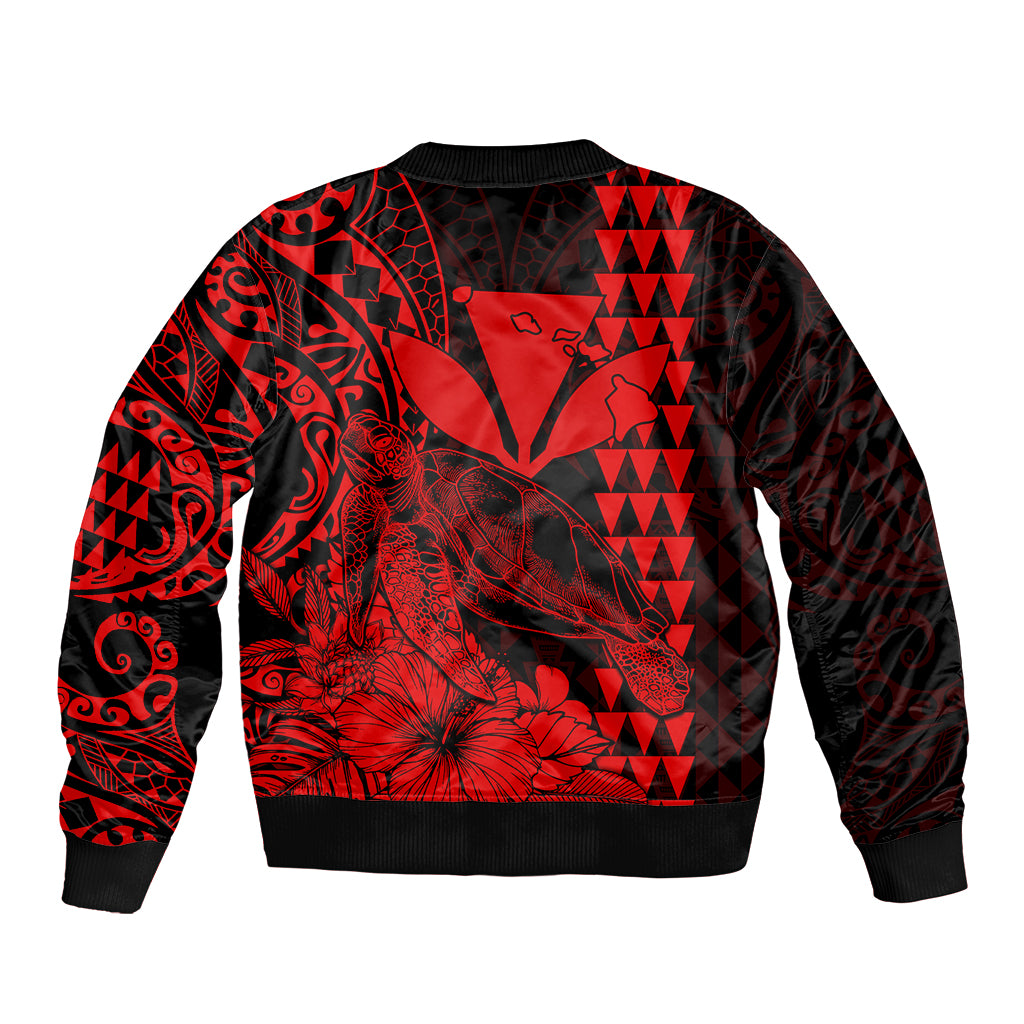 Kakau Polynesian Tribal Hawaiian Turtle with Kanaka Maoli Red Bomber Jacket LT9 - Polynesian Pride