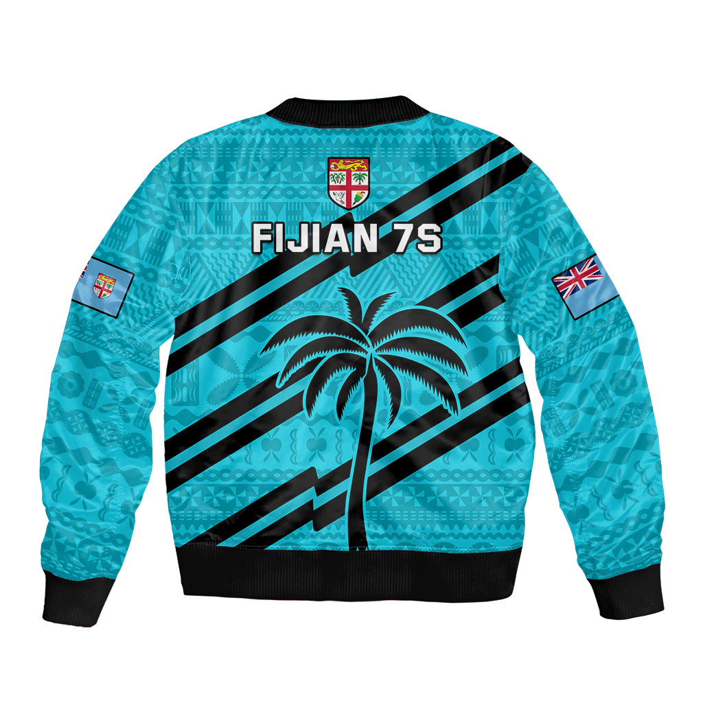 Fiji Rugby Tapa Pattern Fijian 7s Cyan Bomber Jacket LT14 - Polynesian Pride