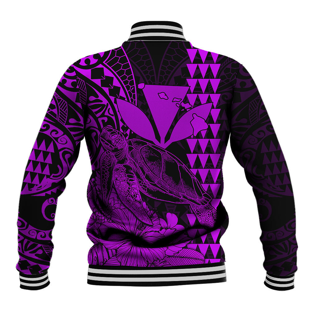 Kakau Polynesian Tribal Hawaiian Turtle with Kanaka Maoli Purple Baseball Jacket LT9 - Polynesian Pride