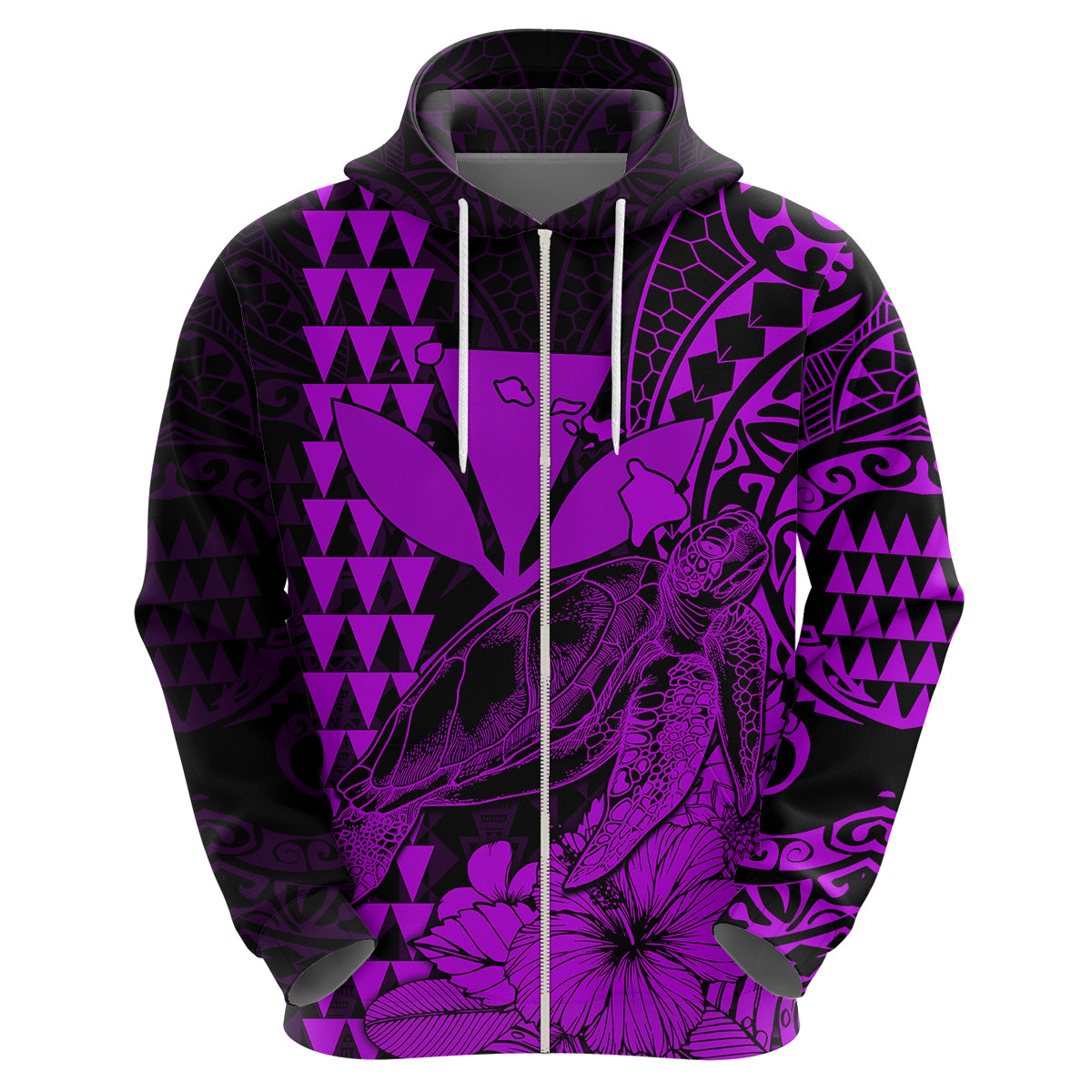 Kakau Polynesian Tribal Hawaiian Turtle with Kanaka Maoli Purple Hoodie LT9 - Polynesian Pride