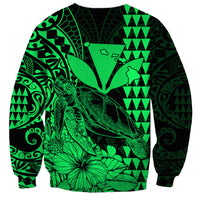 Kakau Polynesian Tribal Hawaiian Turtle with Kanaka Maoli Green Sweatshirt LT9 - Polynesian Pride