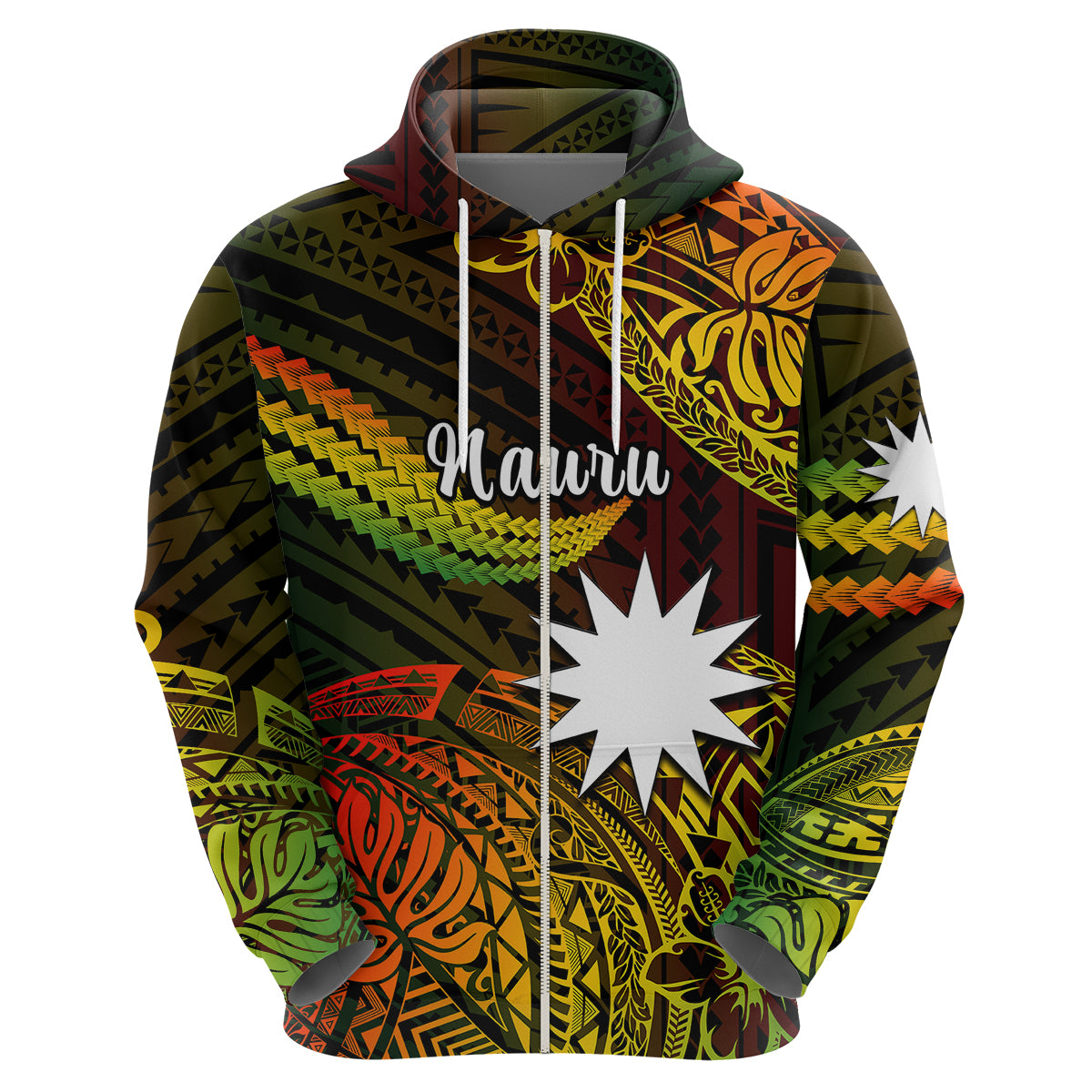Custom Nauru Polynesian Hoodie Hibiscus Naoero Reggae LT14 - Polynesian Pride