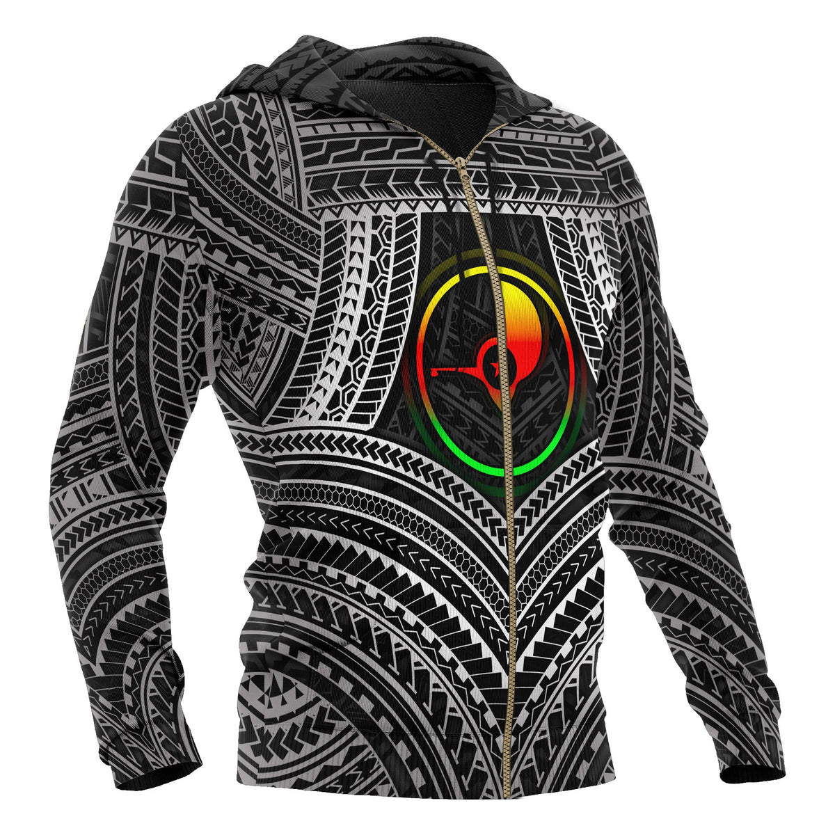 YAP Polynesian Zip up Hoodie Yap Flag Reggae Color - Polynesian Pride