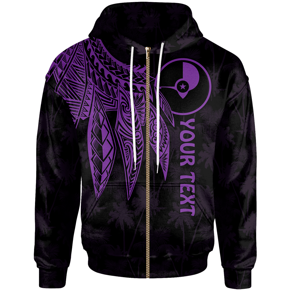 Yap Custom Zip up Hoodie Polynesian Wings (Purple) Unisex Purple - Polynesian Pride