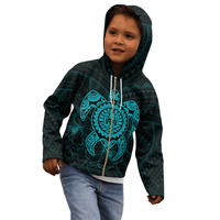 Tahiti Polynesian Zip up Hoodie Vintage Polynesian Turtle (Turquoise) - Polynesian Pride