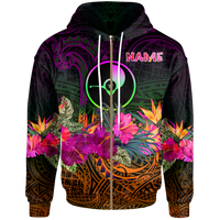 YAP Custom Zip up Hoodie Summer Hibiscus Unisex Reggae - Polynesian Pride