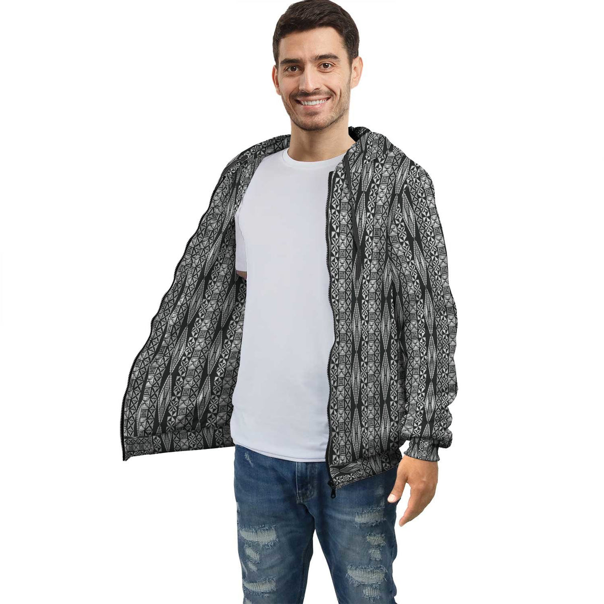 Hawaii Polynesian Pattern Zip Hoodie Unisex Black - Polynesian Pride