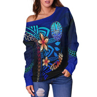 Tahiti Women's Off Shoulder Sweater - Vintage Tribal Mountain - Polynesian Pride