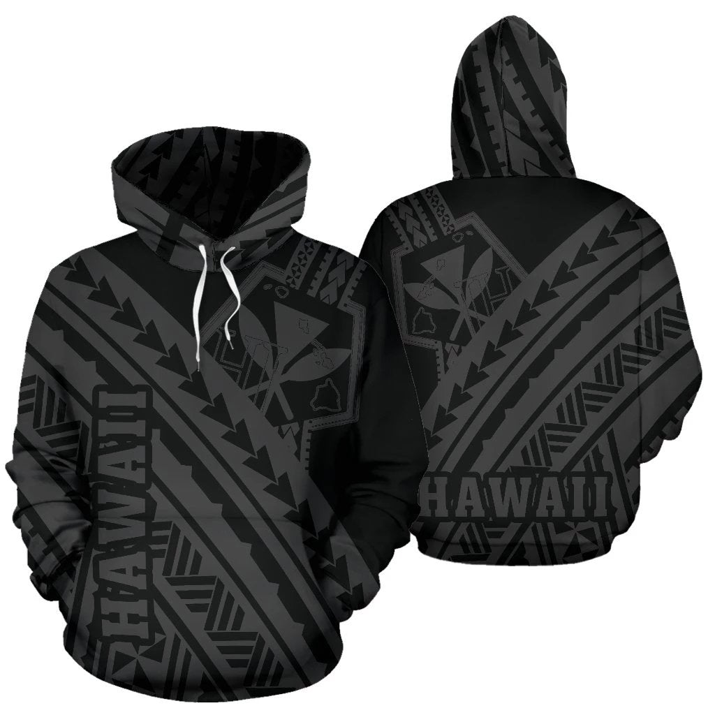 Hawaii Kanaka Polynesian Hoodie Poly Style Gray Unisex White - Polynesian Pride