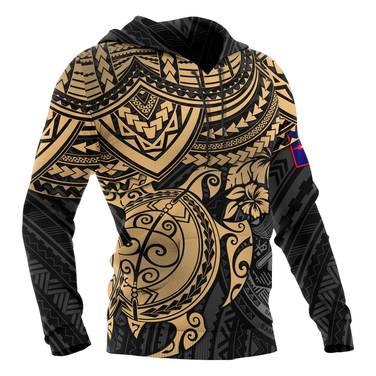 American Samoa Polynesian Hoodie Gold Turtle - Polynesian Pride