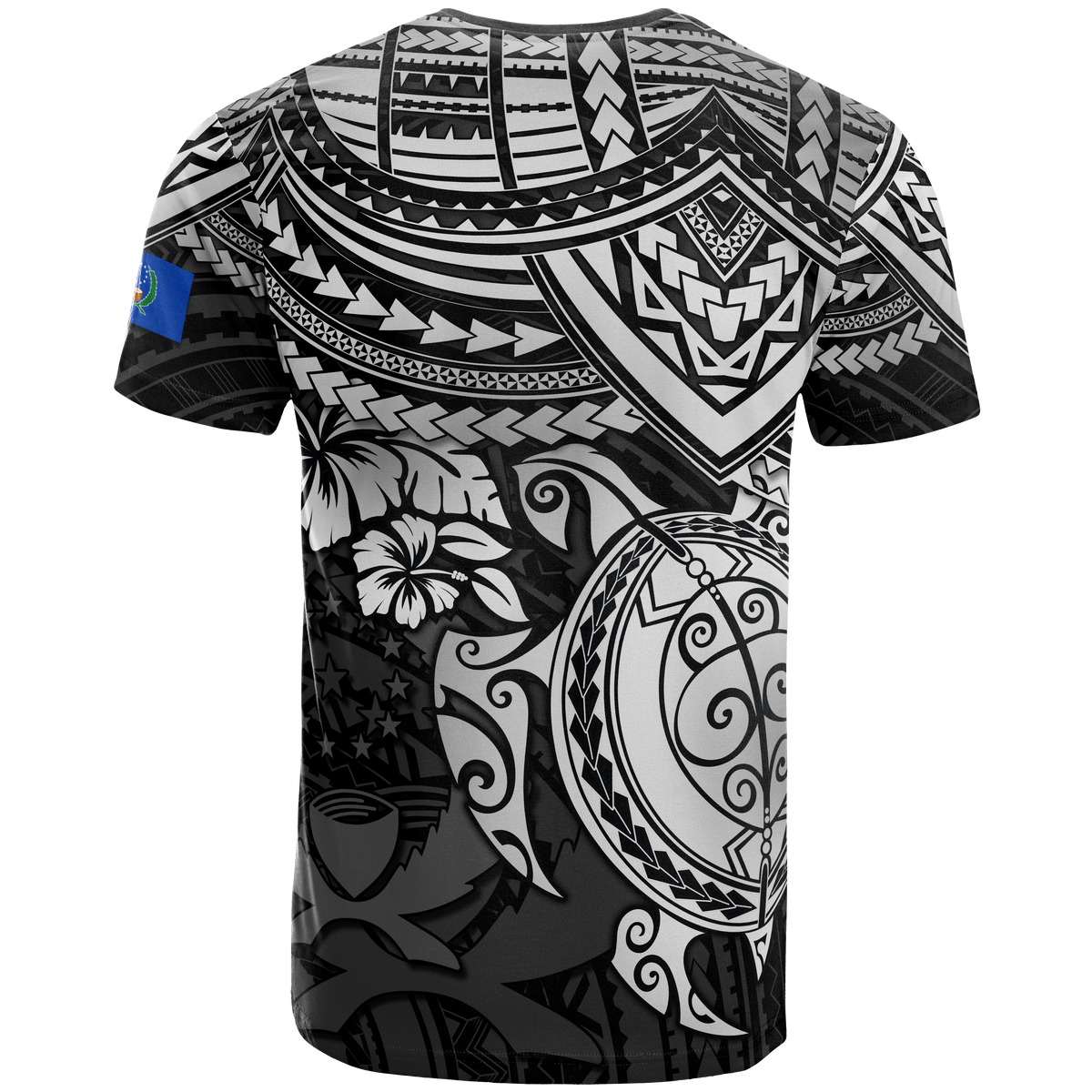 Pohnpei T Shirt Pohnpei FLag White Turtle Hibiscus - Polynesian Pride