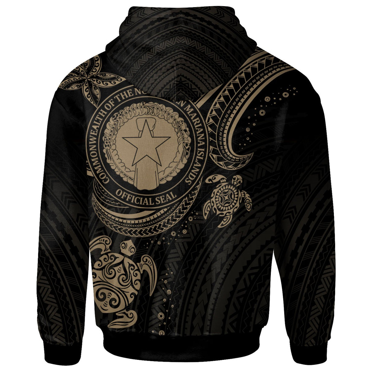 Northern Mariana Islands Custom Hoodie Gold Turtle - Polynesian Pride
