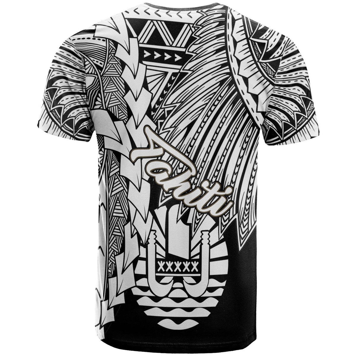 Tahiti Polynesian T Shirt Tribal Wave Tattoo White - Polynesian Pride