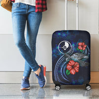 Yap Polynesian Luggage Cover - Blue Turtle Hibiscus - Polynesian Pride