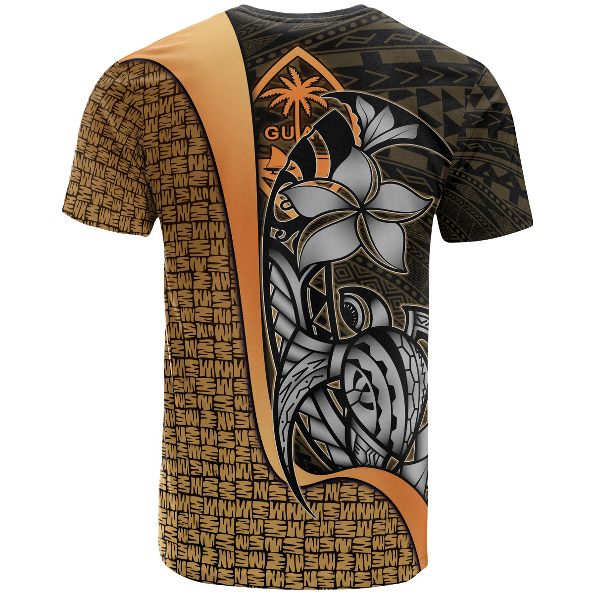 Guam Polynesian T Shirt Gold Turtle with Hook - Polynesian Pride