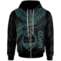 Guam Polynesian Zip up Hoodie Guam Waves (Turquoise) Unisex Turquoise - Polynesian Pride