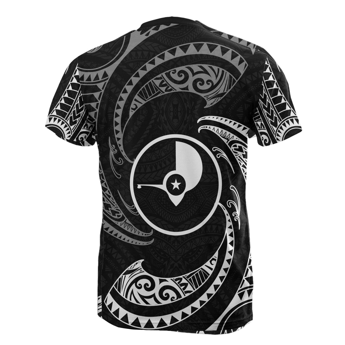 Yap Micronesia All Over T Shirt White Tribal Wave - Polynesian Pride