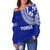 Tonga Women Off Shoulder Sweater Tongan Blue Turtle - LT12 - Polynesian Pride