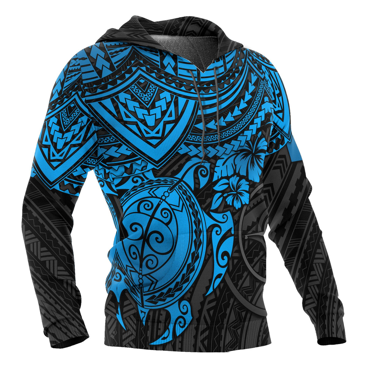 Yap Polynesian Hoodie Blue Turtle - Polynesian Pride