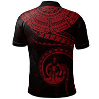 Vanuatu Polynesian Custom Polo Shirt Vanuatu Waves (Red) - Polynesian Pride